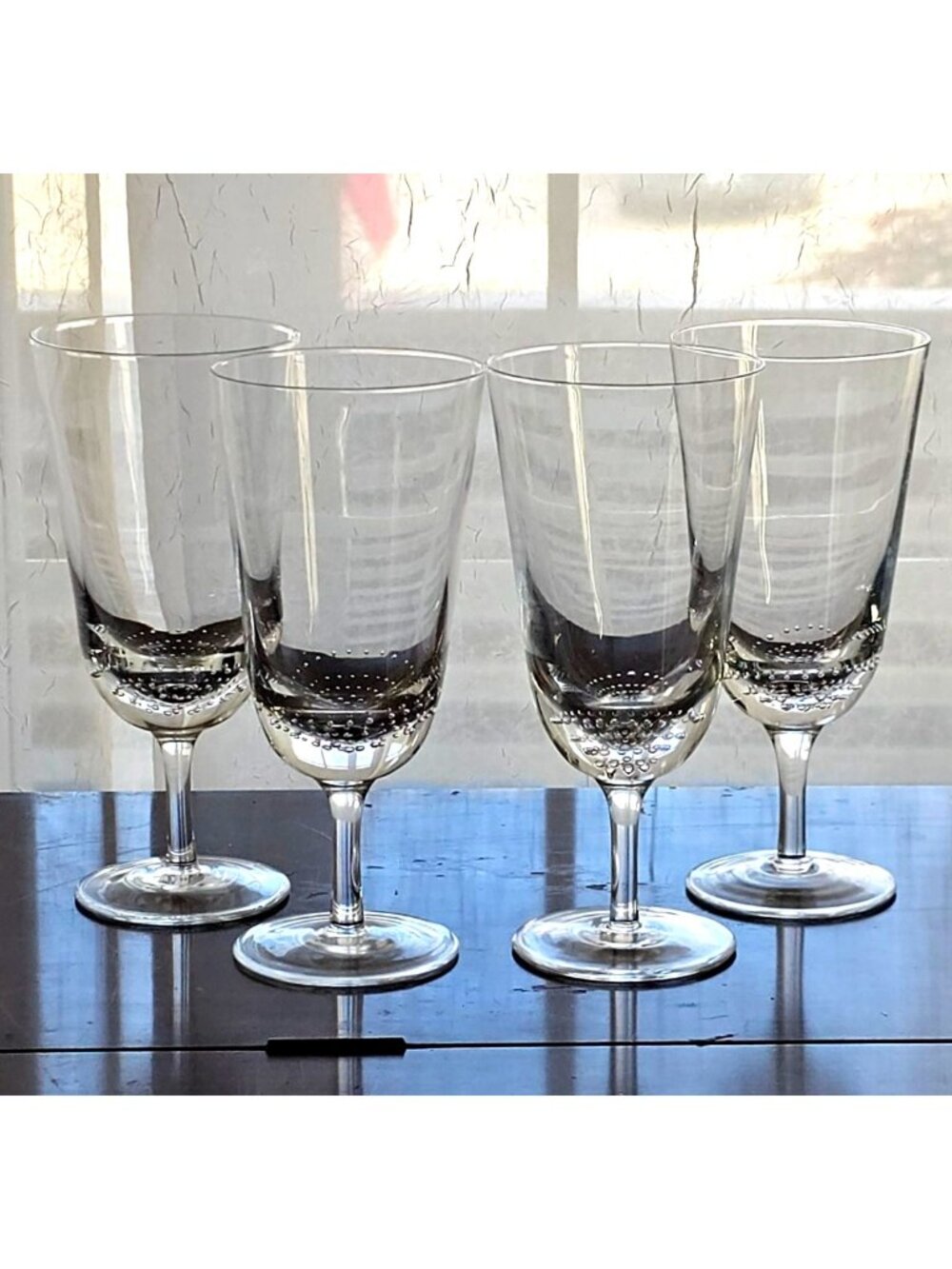 4 Pier 1 Bubbles Water Goblets 8.25" ice tea glasses 16oz contemporary art glass